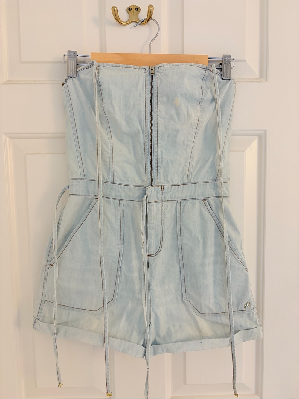 Juicy Couture Light Blue Denim Strapless Shorts Skort